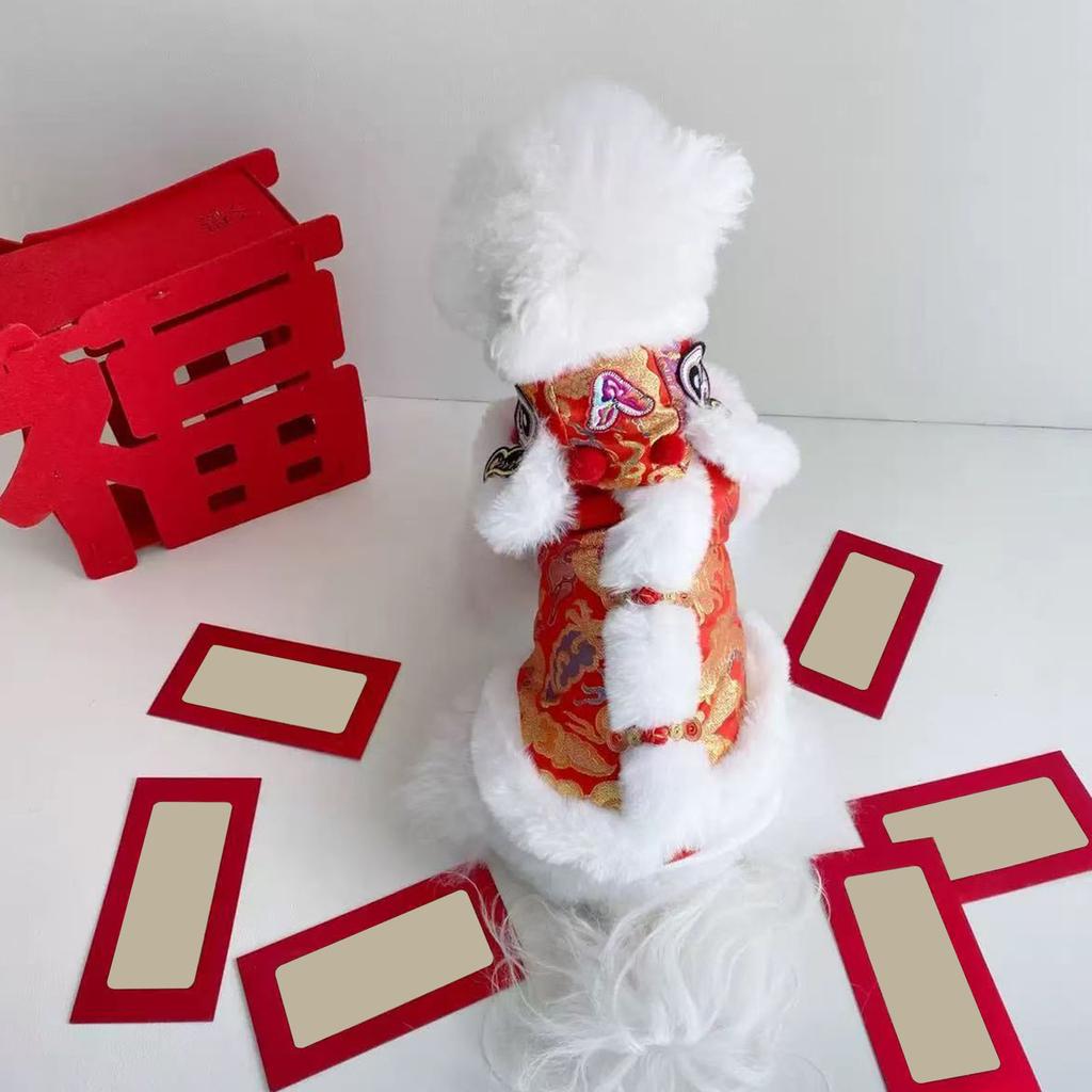 New Year Warm Pet Costume Cute Lion Dance Cloth Dog Clothes for Small Medium Dogs Teddy Schnauzers