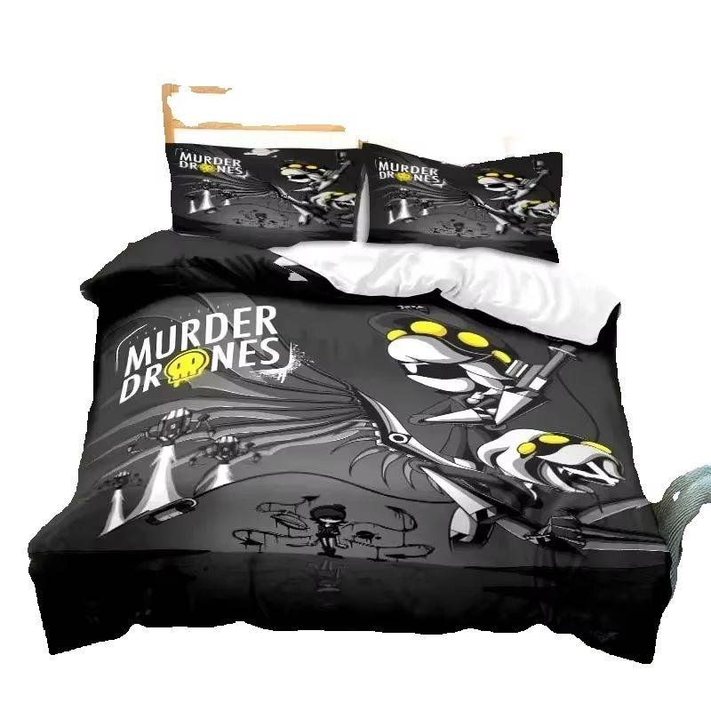 Morddrohnen 3D Cartoon Bettbezug Weich Hautfreundlich Atmungsaktiv Bettwäsche Set mit Reißverschluss für Kinder Jungen Mädchen Schlafzimmer Dekoration