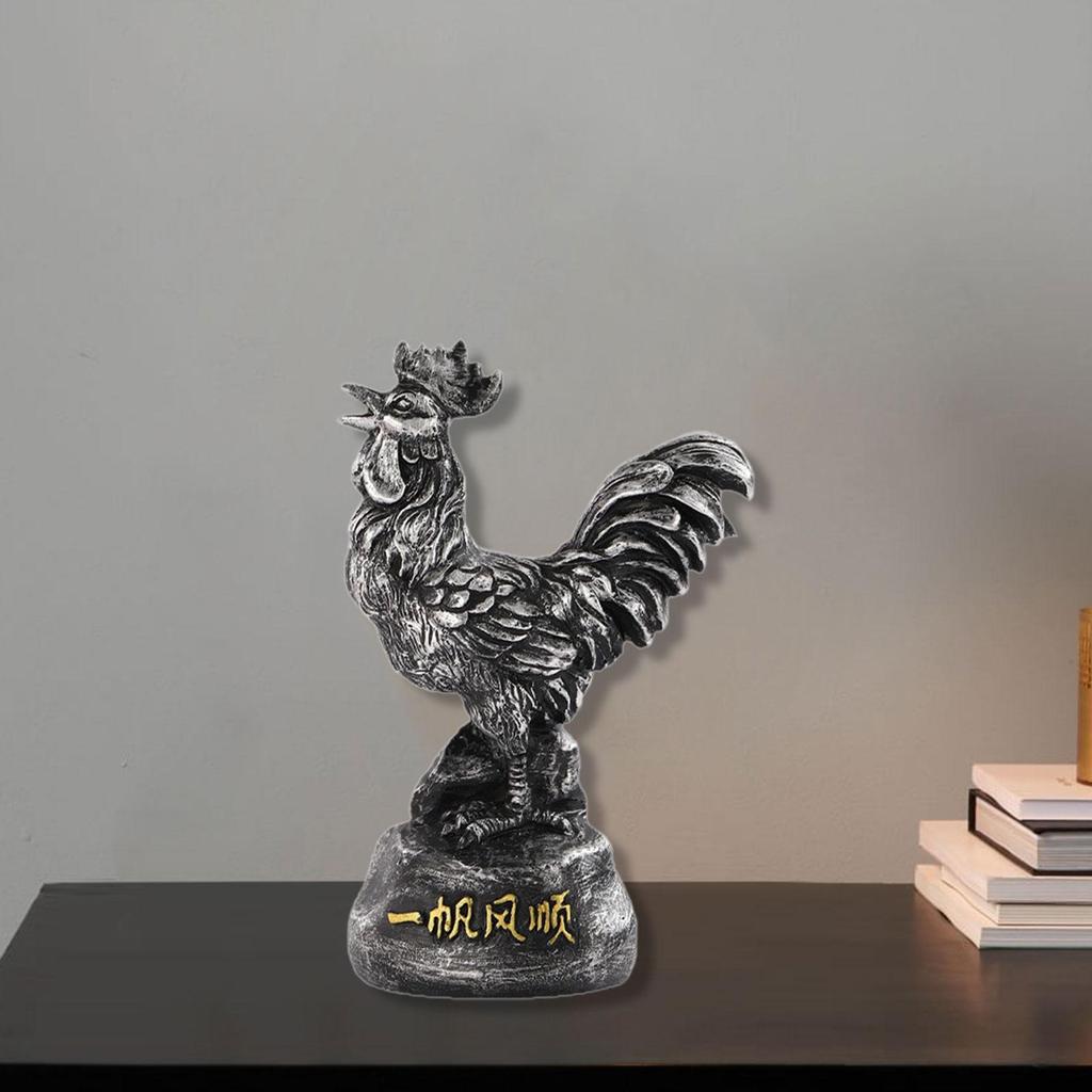Lucky Rooster Figurine Tabletop Decoration 9.7×5×15cm Wear Resistant for Lucky Blessing Lightweight Versatile Resin