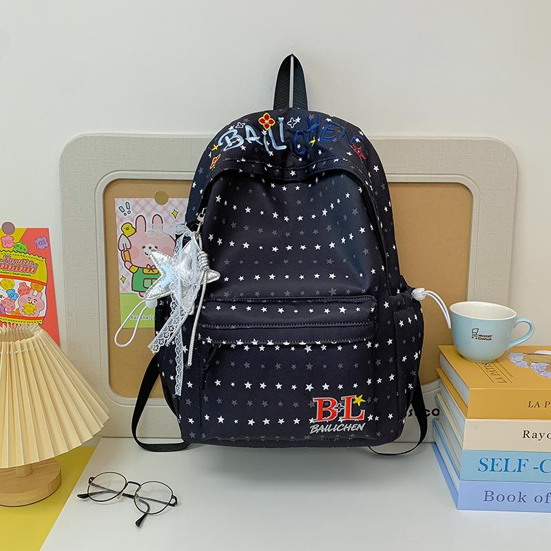 Schoolbag new cute high-value backpack Korean version embroidered letters large-capacity student schoolbag versatile lightweight backpack