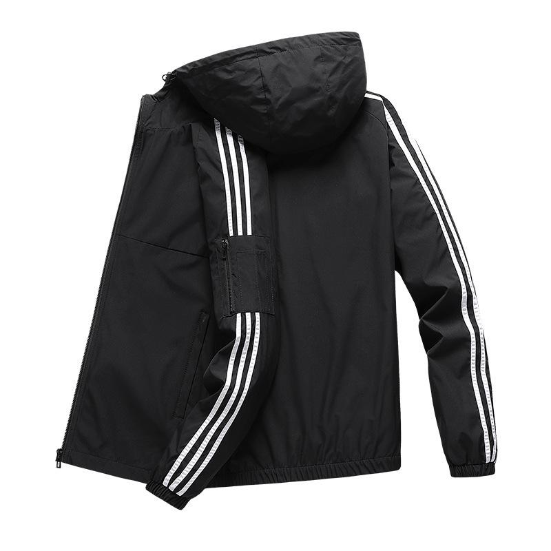 Autumn New Classic Three-stripe Hooded Jacket Men's Long-sleeved Cardigan Sports Casual Jacket