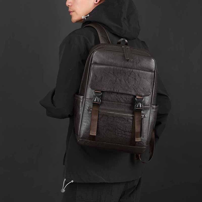 Męski plecak PU, biznesowa torba na komputer, duża pojemność, plecak na zewnątrz, torba studencka