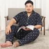 Mei Ji Yun Men's Cotton Lapel Pajama Set - Short Sleeve, Long Pants, Plus Size
