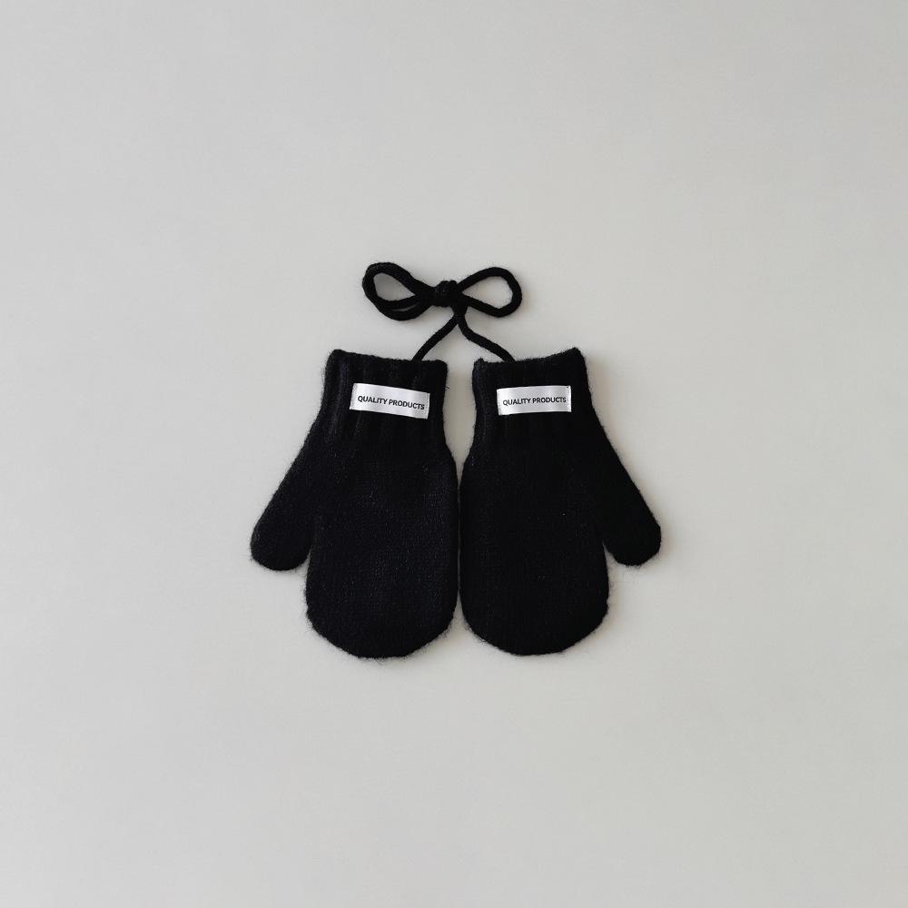 

Korean Children s Gloves Autumn Winter New Solid Color Simple Warm Bag Finger Neck Baby Gloves Kids Mittens Accessories