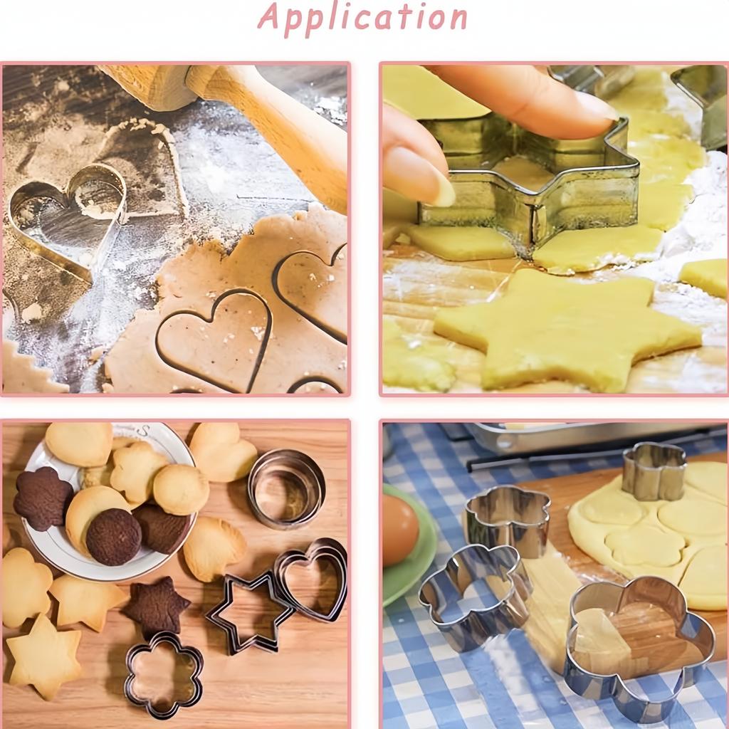 12pcs/sets DIY Mold Star Heart Round Flower Shape Cutter Baking Mould Kitchen Accessories Stainless Steel Cookie Biscuit Tools