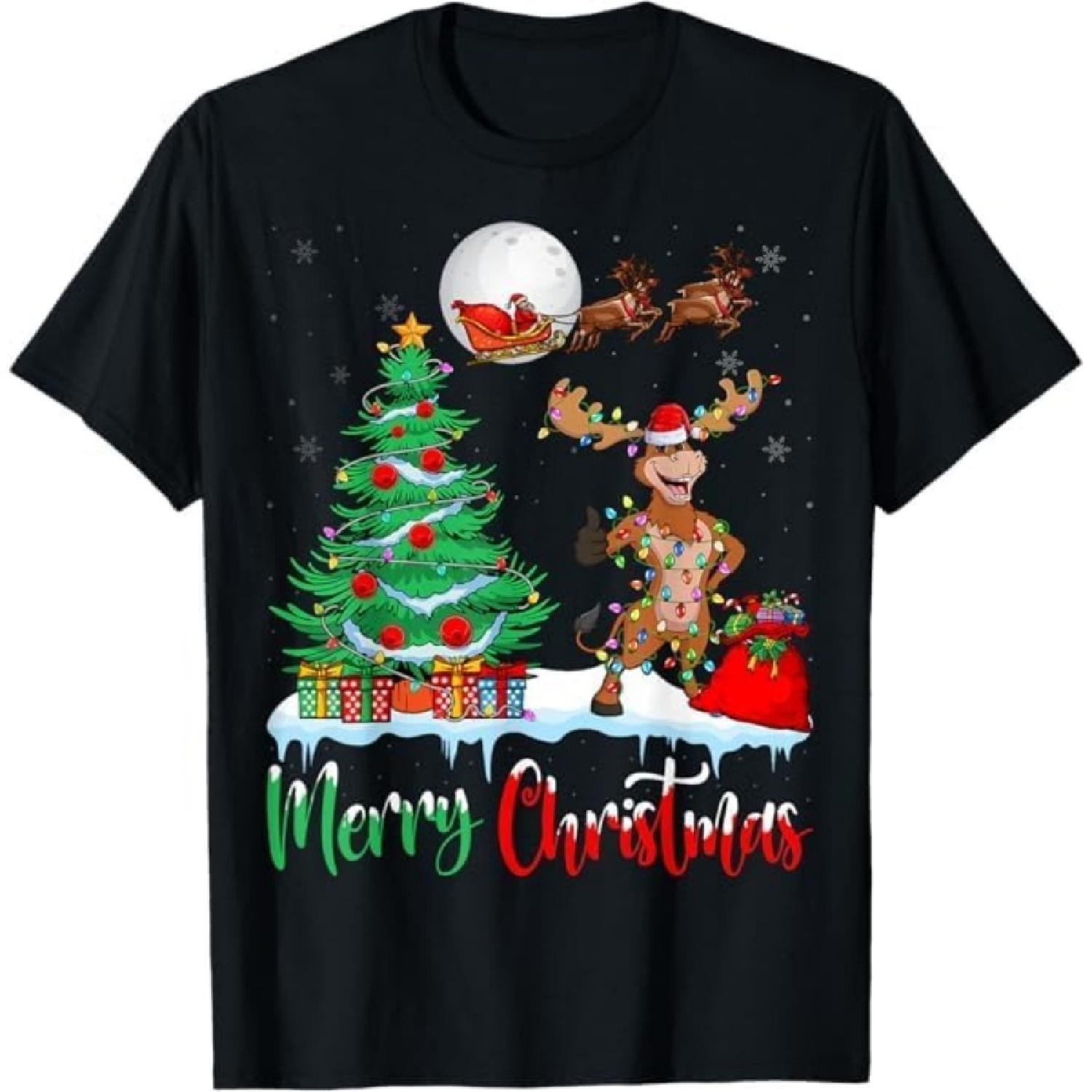

Moose Santa Hat Xmas Tree Lights Merry Christmas Moose T-Shirt TRU Mens Womens Tank Top Sweatshirt Hoodie Longsleeve Black XXXXXL чорний