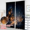 Set Of 2 Flat Printing Merry Christmas Curtains Cozy Winter Village Evening Scene Digital Printed Polyester Drapes Family Party Curtain Made