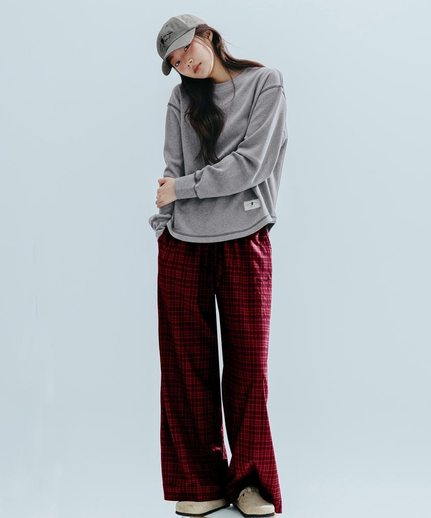 ANNEHEARTS Glen Check Wide Easy Pants_Red