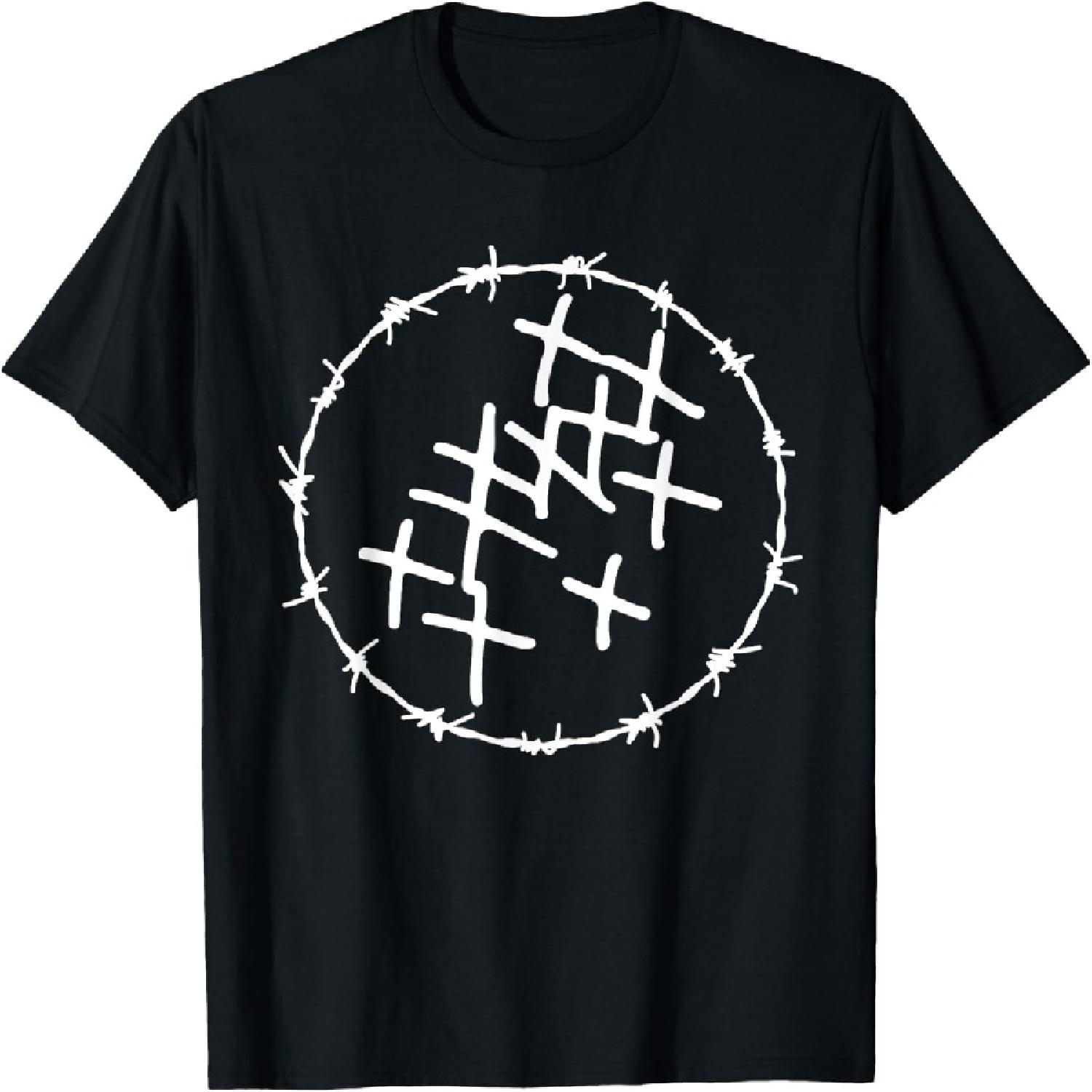 PUNK Rock Alternative Fashion Barbed Wire Art Design T-Shirt S