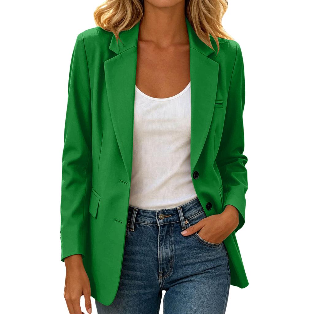 Women's Long Sleeve Button Front Lapel Jacket