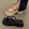 Roman Cool Slippers Women's Thick Soles 2025 New Summer Stepping On Shit Feeling Fashionable and Versatile Simple Outer Wear Beach Shoes Ins