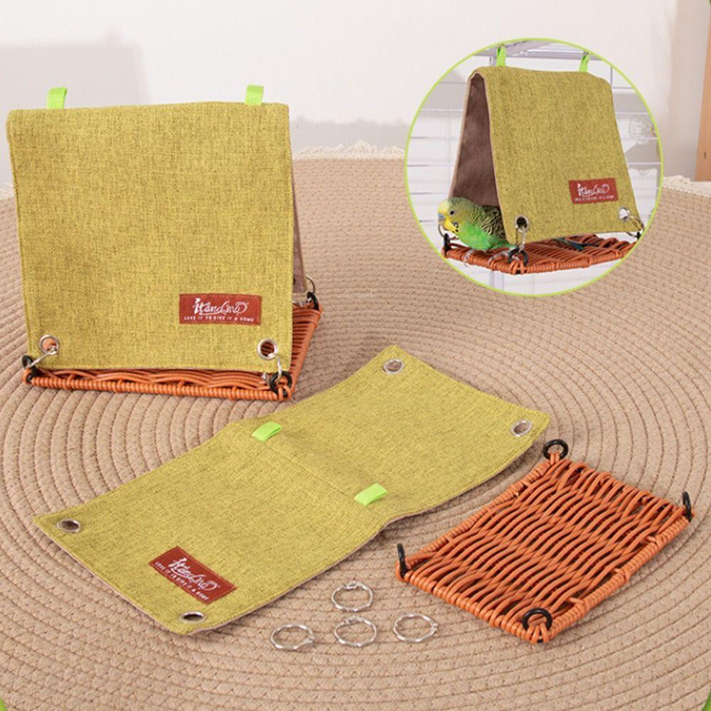 Vogelkäfig Zubehör Hängendes Vogelnest Kühlendes Gewebtes Vogelhaus mit Haken Papagei Schaukel Hängematte Sommer