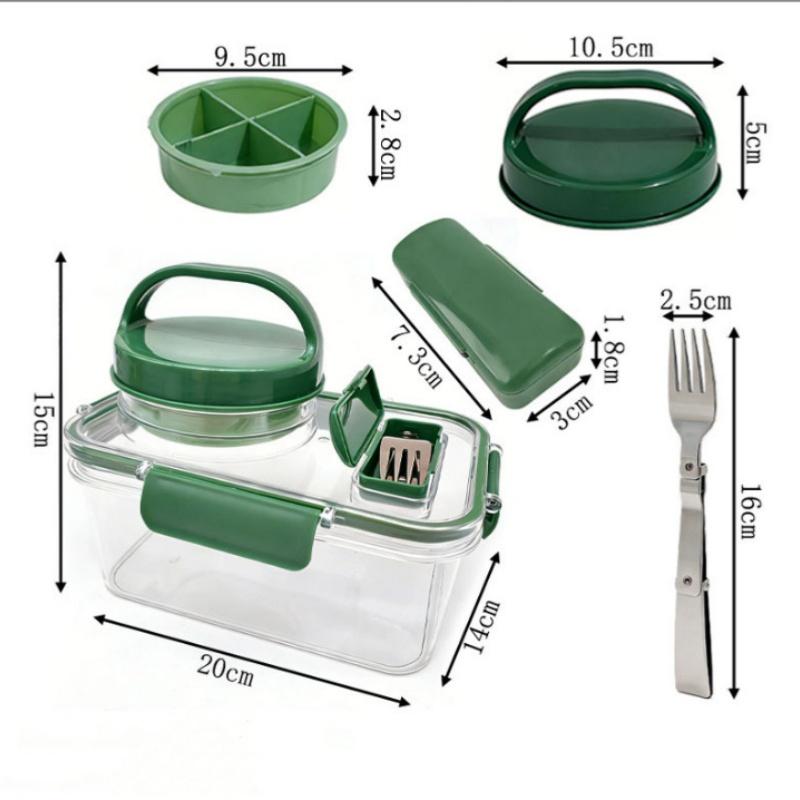 Salad Container For Lunch With Vertical Layering & Dressing Holder, Airtight Salad Pod With Fork, Portable Leakproof Organizer