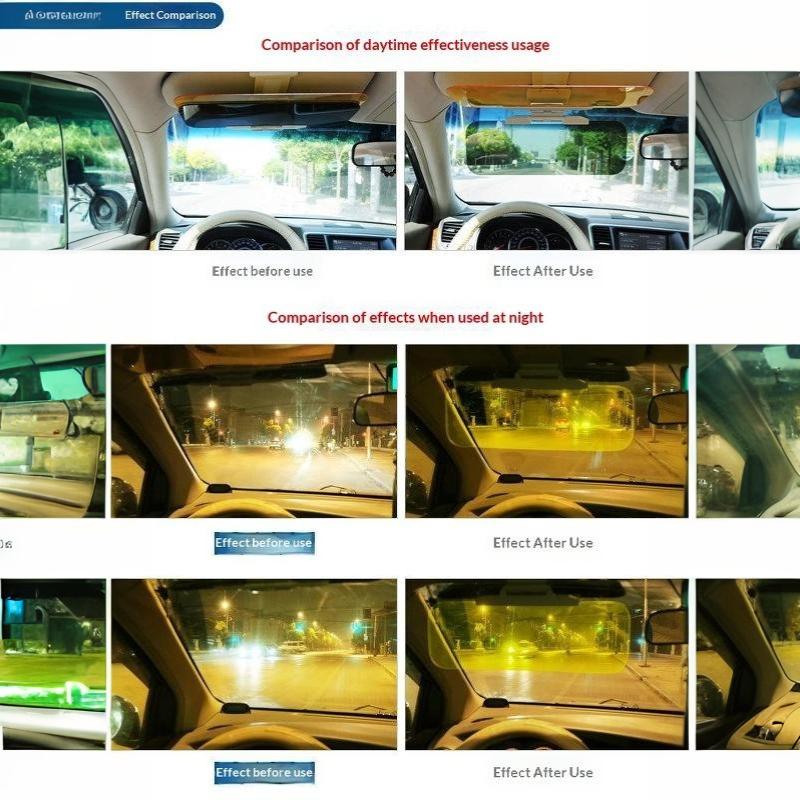 Clip-On Car Sun Visor Driving Glasses Anti Strong Light Anti-Glare Night Vision Lens For Day & Night Driving