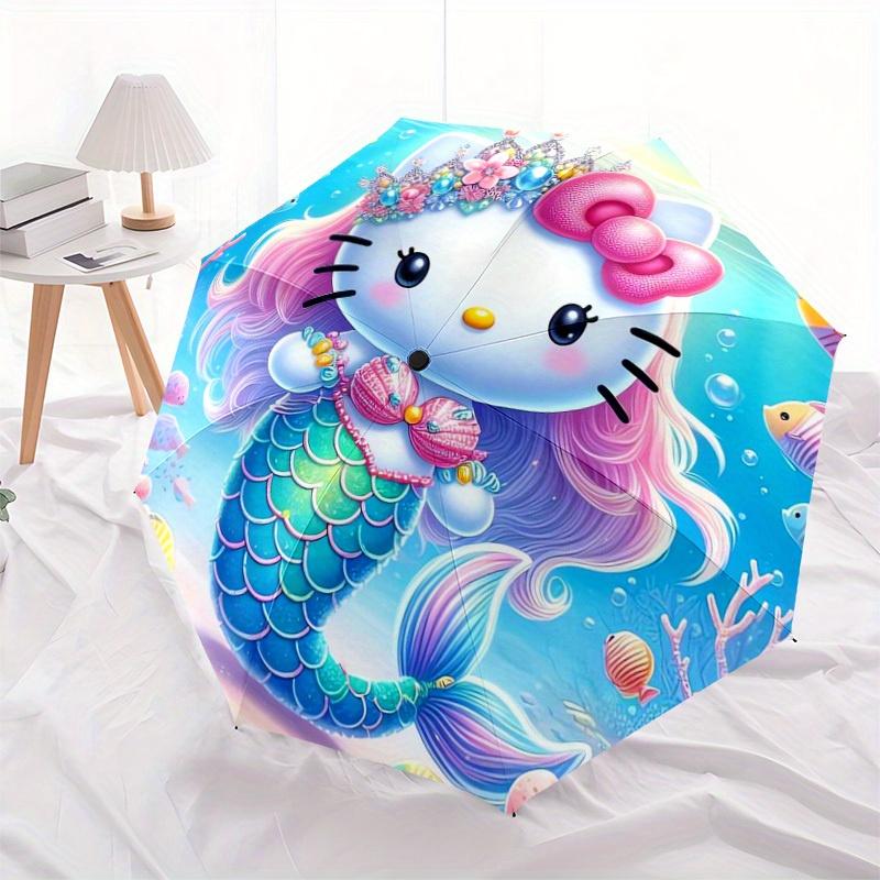 1pc Mermaid Hello Kitty Ocean Adventure Umbrella with Plastic Handle,Suitable for All Seasons Home Travel Outdoor UmbrellaSanlio569