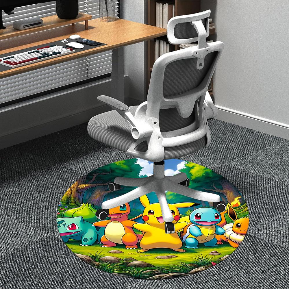 

1pc Pokemon Pikachu Chair Carpet for Office Non-Slip, Soft & Comfortable, Carpet for Office, Gaming, Lightweight Round Floor Mat yy251021044 80cm by 80cm
