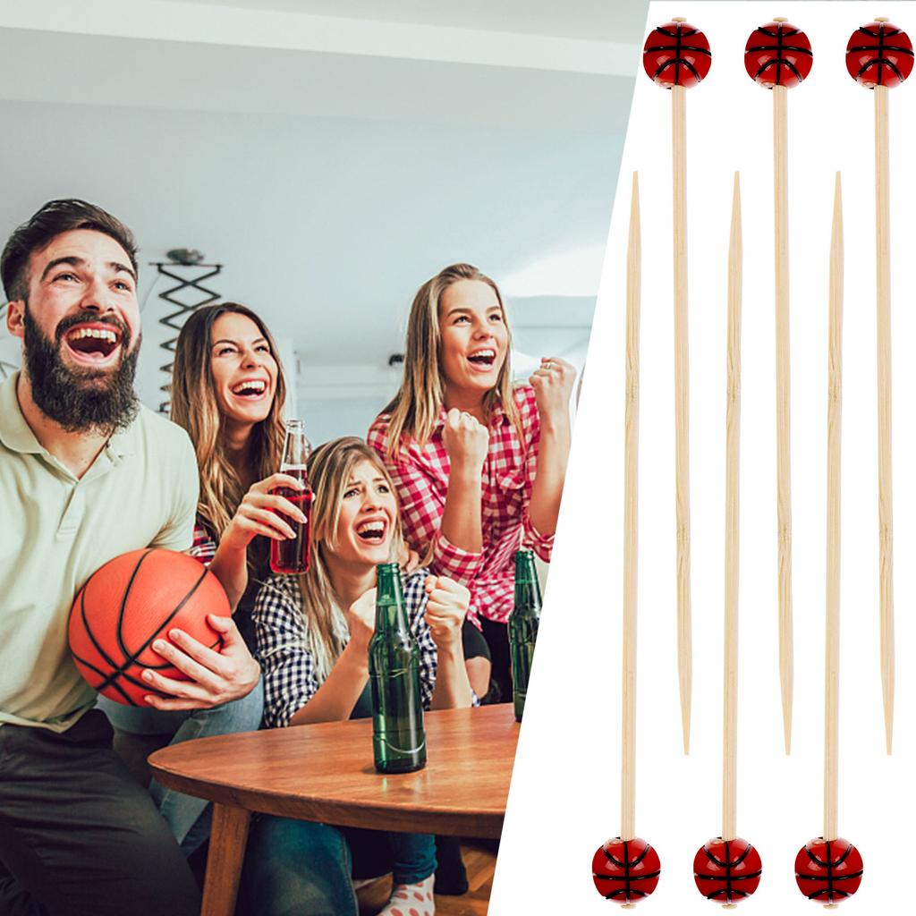 Bamboomn 3.9" Decorative Sports Ball End Bamboo Cocktail Fruit Sand