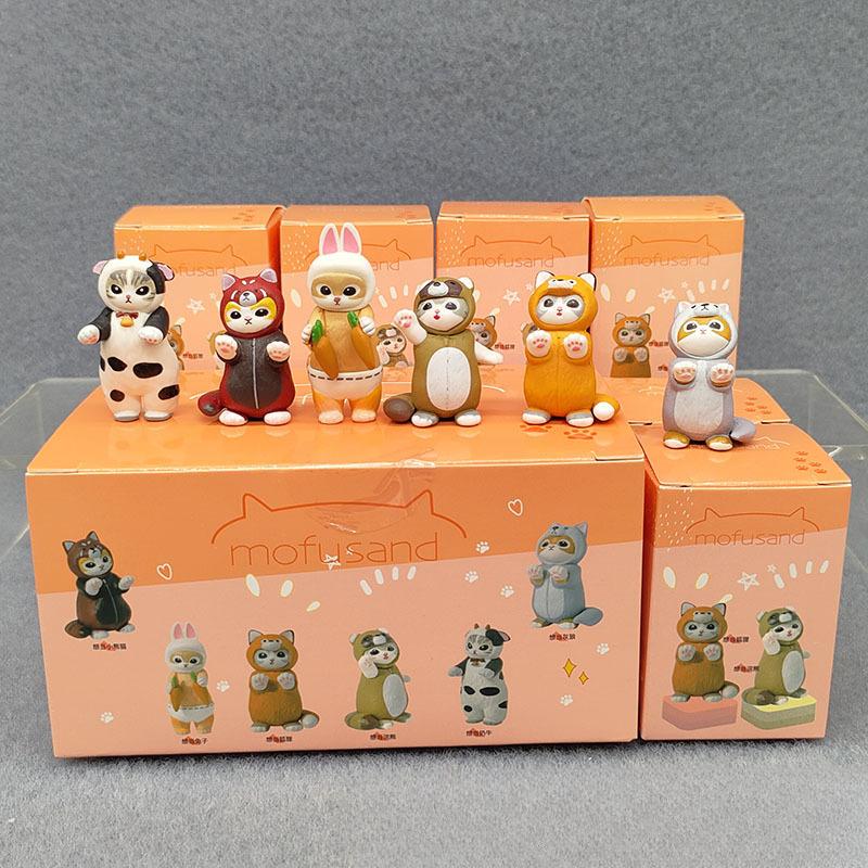 4cm Mofu Cat Series Blind Box Action Figure Set, Animal Headband Doll, Cute PVC Model, Desktop Ornament, Craft, Gift, Toy