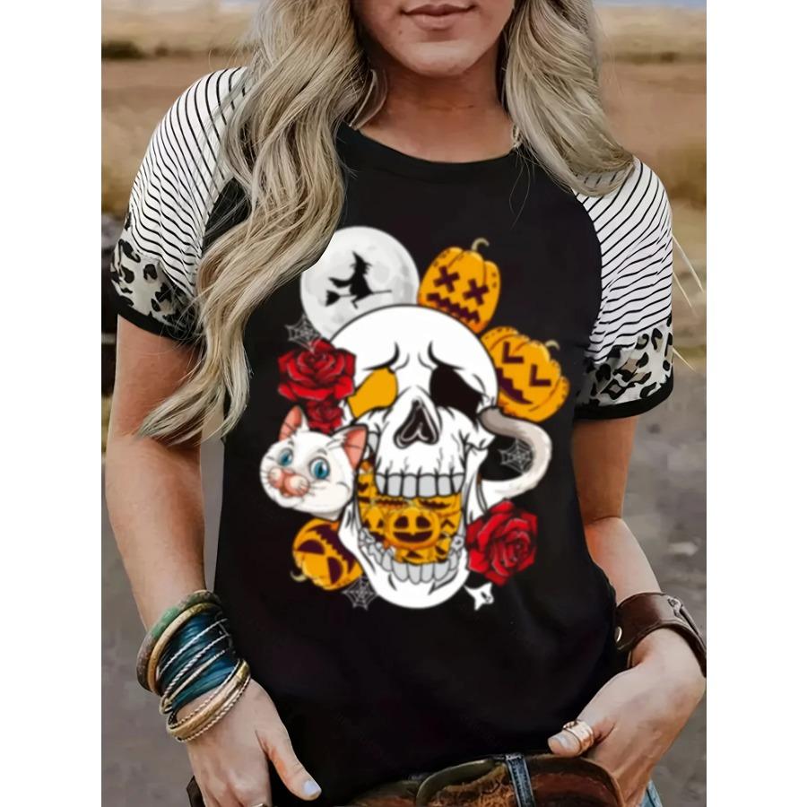 

Мужская и женская толстовка с круглым вырезом и коротким рукавом в стиле хип-хоп с принтом «розовый череп» свободного покроя Y2K Harajuku Сексуальная одежда 6XL