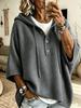 2026 Women's Hooded Knit Sweater with Buttons - Autumn/Winter European American Style, Versatile, Solid Color, Half-Open, Cozy Fit.
