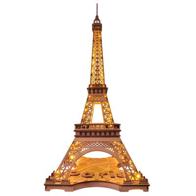 ROBOTIME 3D Holzpuzzle Eiffelturm mit LED-Beleuchtung, Großes DIY-Spielzeug, Weihnachts-Geburtstagsgeschenk für Kinder und Erwachsene (TGL01-Beleuchtet)