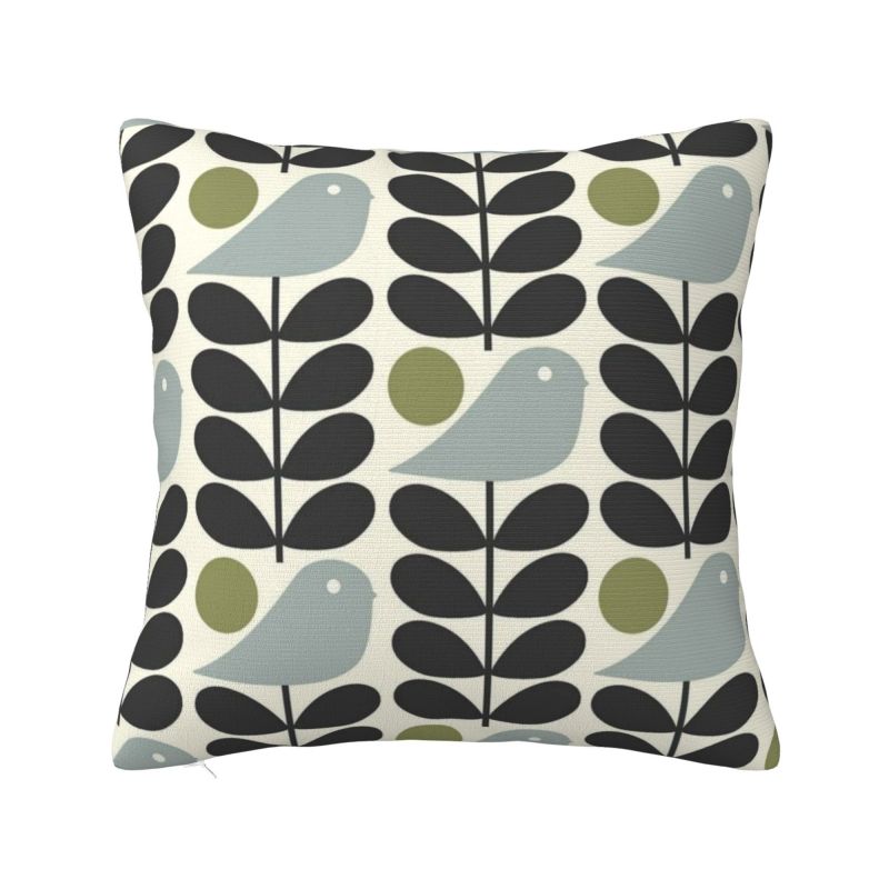 Helenal Unisex Custom Bird Orla Kiely Abstract Design Pillow Case 45X45cm Scandinavian Chair Cushion Cover Square Pillowcase