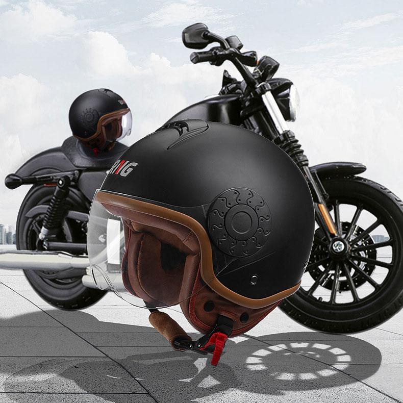 Motorcycle Retro Helmet High-definition Lens Breathable Scooter Electric-bike Helmet Cool Riding Equipment