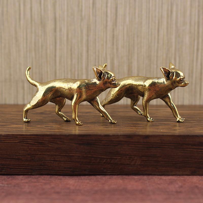 Animal Brass Ornaments Hairless Dog Puppy Entrance Coffee Table Decoration Decoration Hairless Dog Animal Desktop Ornaments
