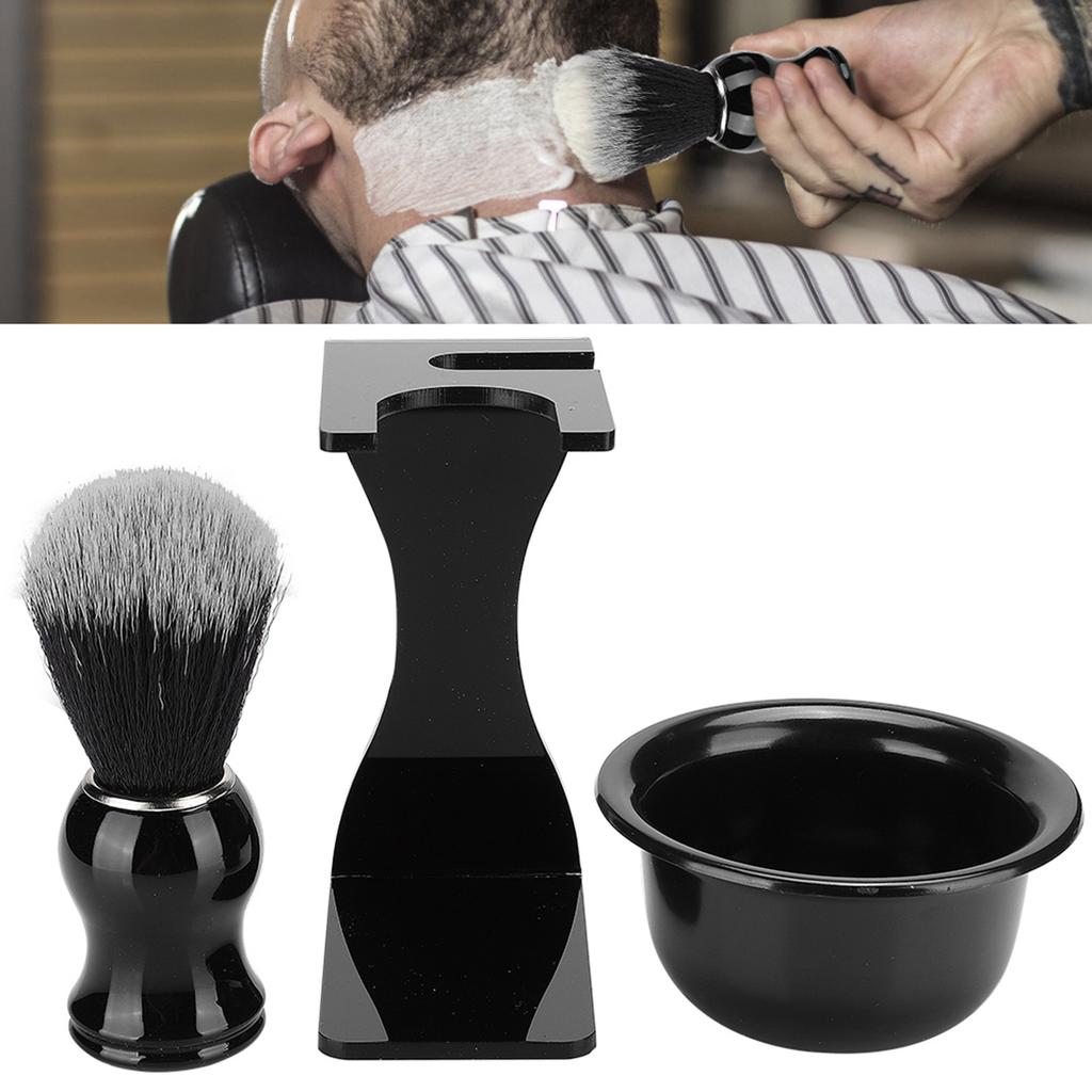 3pcs Beard Shaving Brush Bowl Holder Men Beard Cleaning Face Hair Style Tool Set