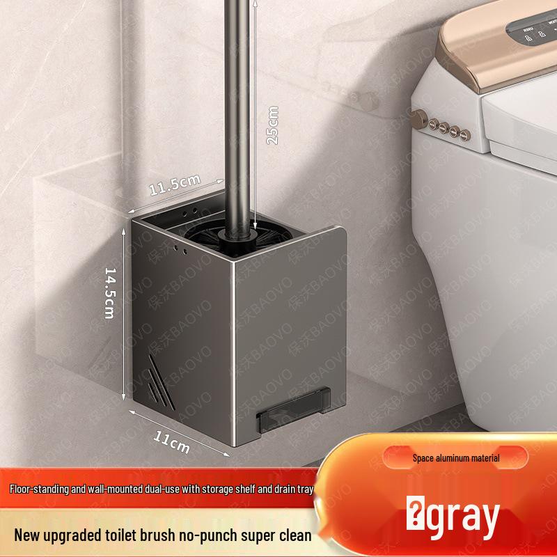 Bathroom Cleaning Set: Toilet Brush, Plunger, Storage Rack - No Dead Corners