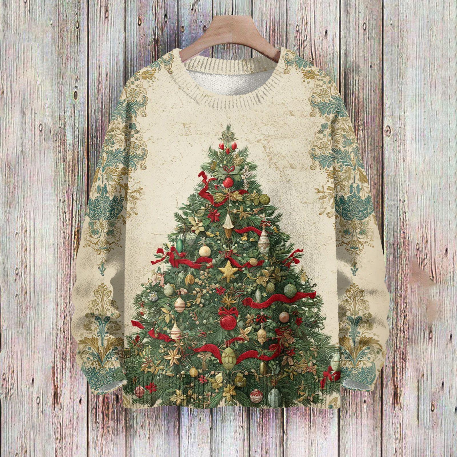 

Рождественские толстовки для женщин Вязаный свитер Милая рубашка Осенний свитер с круглым вырезом Топы XL