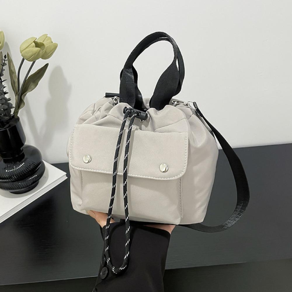 Handbag Nylon Shoulder Bag Korean Style Small Crossbody Bag Cute Drawstring Bucket Bag  Travel