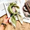 Commuter elegant flower silk scarf women's contrasting color retro printing satin scarf shirt with multi-purpose decorative small scarf