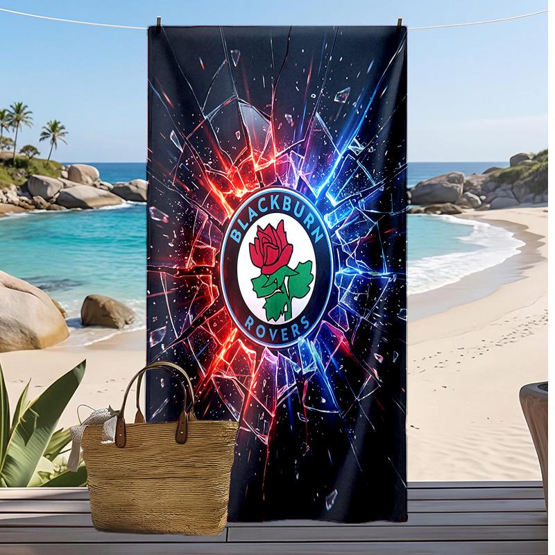 Telo Mare con Stampa Calcio Blackburn Rovers, Telo Grande Morbido Asciugatura Rapida per Spiaggia Campeggio Nuoto
