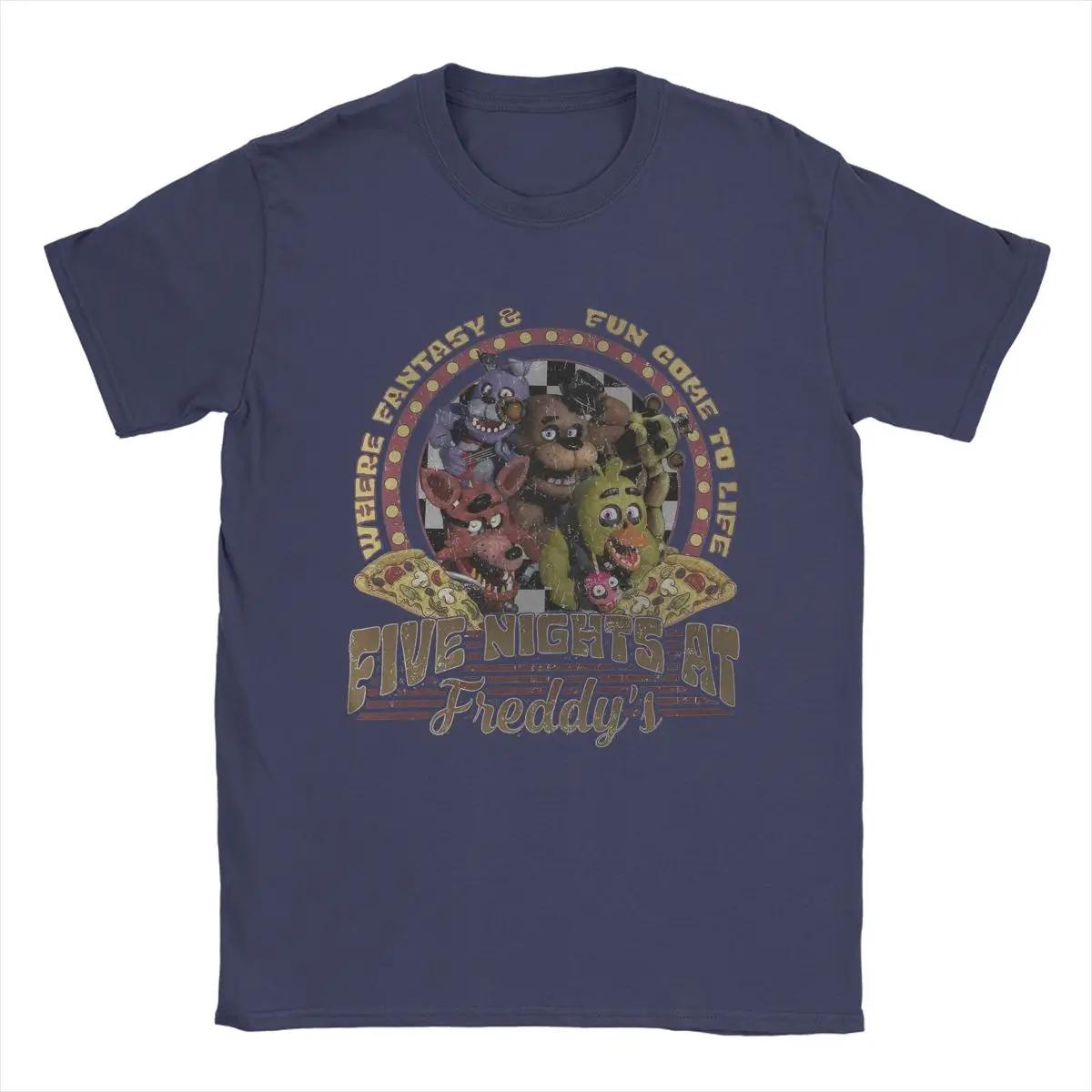 At Freddys Cotton Clothes Humor Short Sleeve O Neck Tee Shirt Men s Five Nights T shirts Plus Size T-men clothing XXXL темно-синий 1170₽
