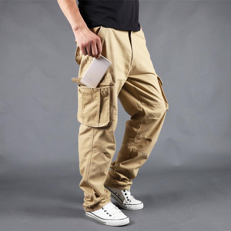 New Casual Trousers Multi-pocket Work Trousers Men's Loose Large Size Casual Trousers Spring and Autumn Thick Section Cotton Trousers