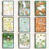 Cartoon Abstract Cute Little Animals Bathing By The River Poster Canvas Painting Print Art Pictures Home Room Wall Decor Gift