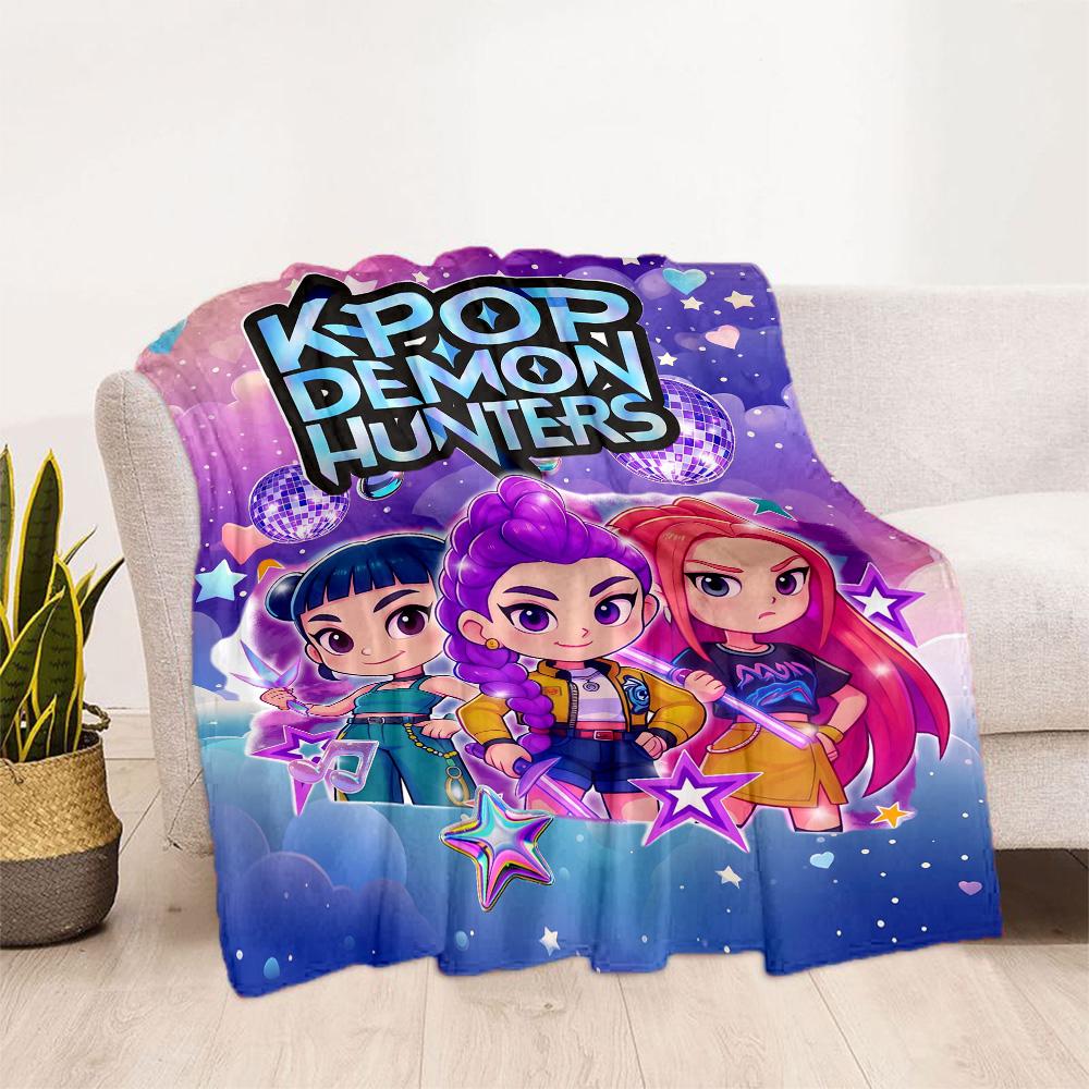 K-pop Demon Hunters Blanket Comfortable Suitable for Bedding Office Livingroom Four Seasons Universal Stylish Decor