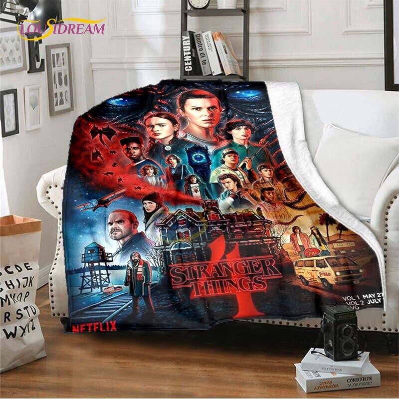 

Hot Horror Movie Stranger Things Blankets for Beds Soft Thin Blanket Queen Size Rome Decor Winter Bedding Cover Kid Gift Picnic 150x200cm