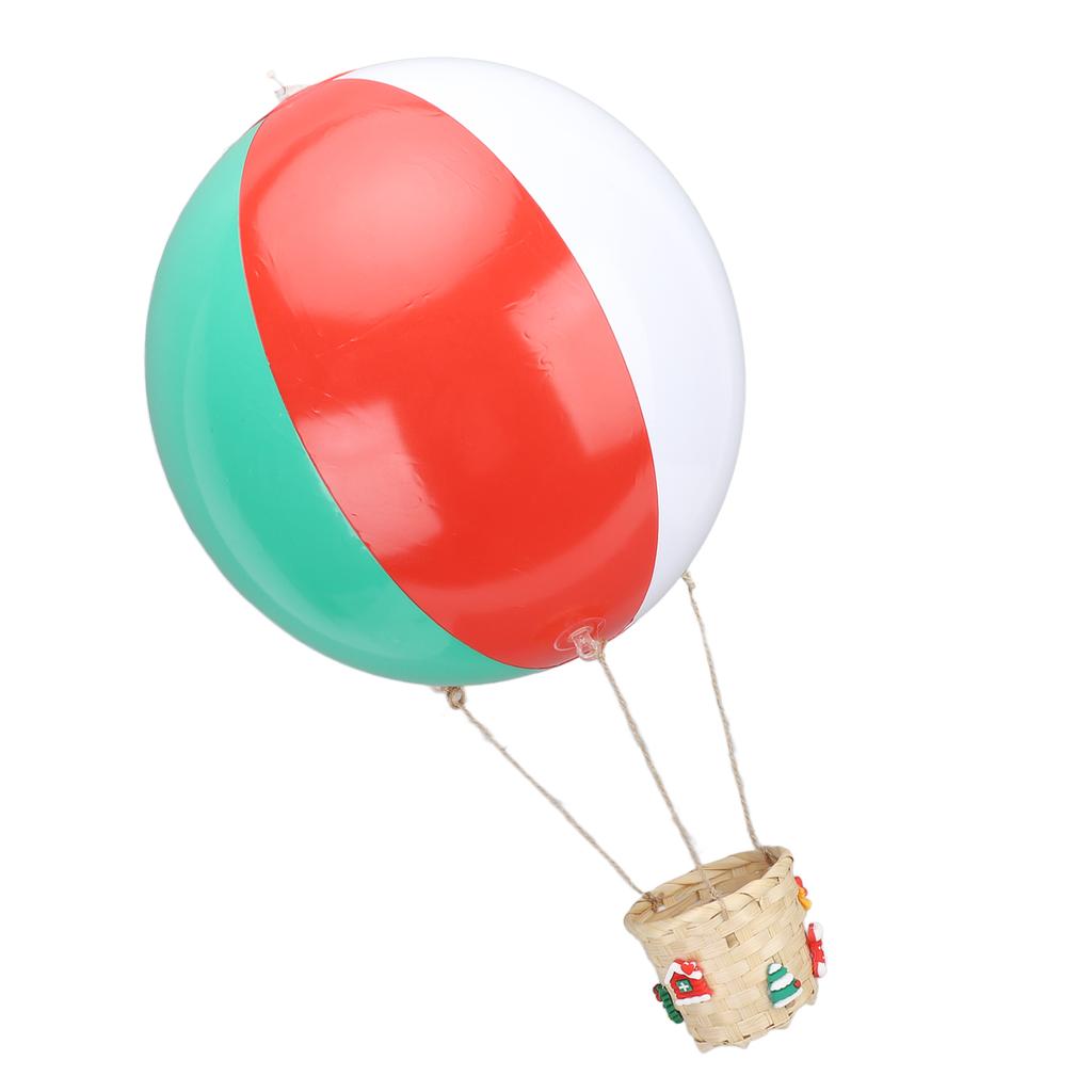 Hot Air Balloon with Rattan Basket PVC Colored Hanging Air Balloon Decoration for Christmas Decor