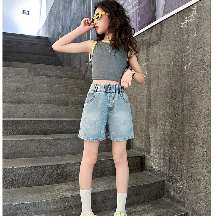 Summer Girls' Shorts Summer Jean Children's Clothing Thin and Loose Pants Children's Shorts Denim Shorts