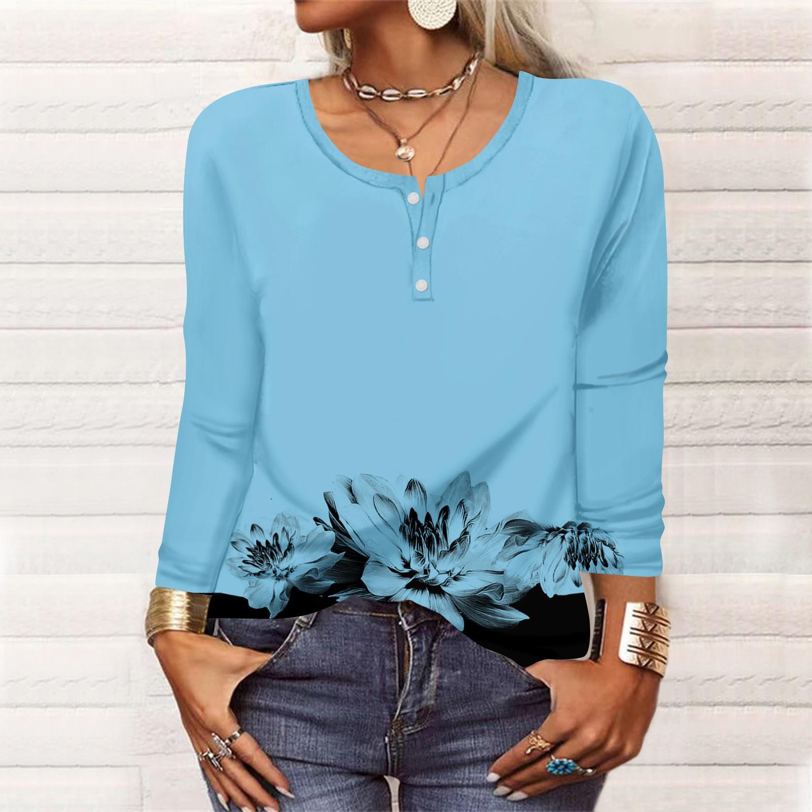 

Women s Retro Floral Print Single Breasted Short Sleeved Shirt With Pockets XL синий