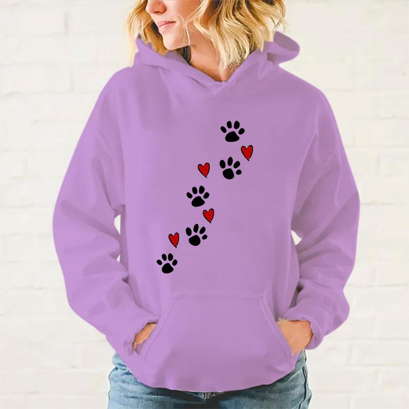 New Dog Paw Printed Hooded Sweatshirt Autumn Winter Women Men Harajuku Hoodie Fleece Loose Casual Hoodies Xxs-4Xl