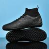 Men's Trendy High Top Turf Football Boots, Professional Outdoor Anti-skid Breathable Lace Up TF Soccer Cleats
