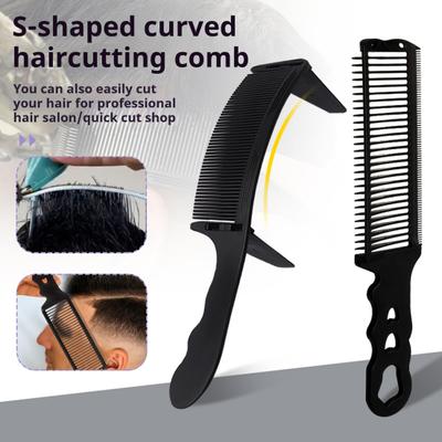 2Pcs Barber Haircut Fade Comb Professional Curved Positioning Blending Clipper Comb Men Women Hair Trimming Comb Hairdresser Tools