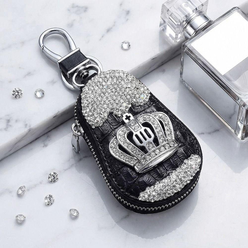 Metal Hook Car Key Case Crystal Rhinestone Keychain Accessories  Key Storage Solution