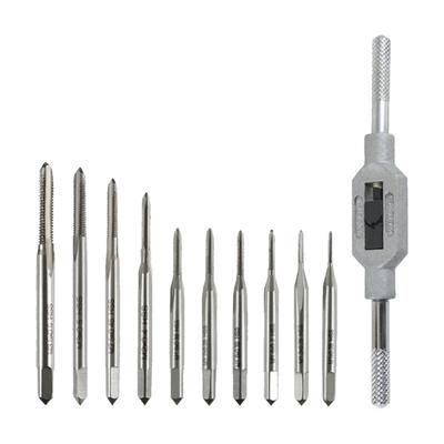 11Pieces Mini Tap and Wrench Set High Hardness Steel for Precisions Internal Threading In Electronics and Machining