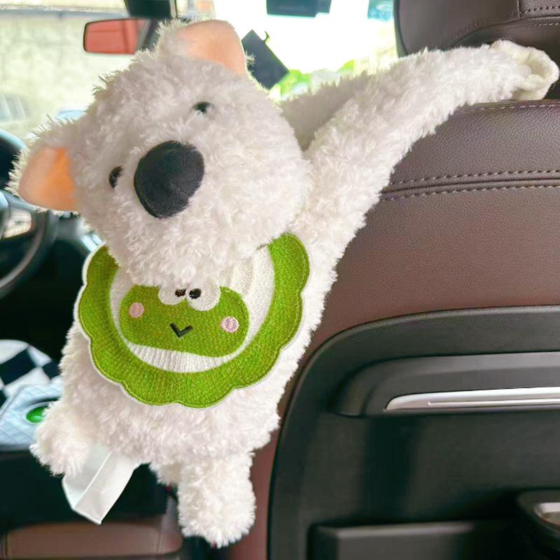 Cartoon Plush Monkey Tissue Box - Cute Car Hanging Pull-Out Cover