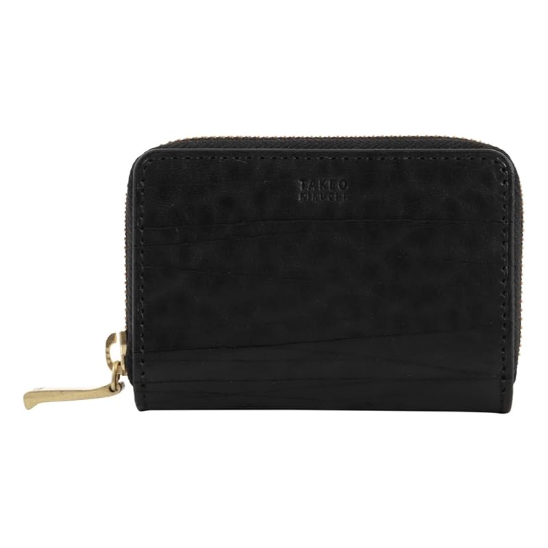 

[Takeo Kikuchi] coin purse card case round zipper genuine leather leather harvey 747611 men s mini wallet key chain cowhide [01] black