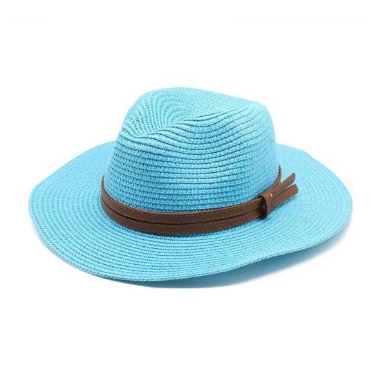

Summer Straw Hat Foldable Wide Brim Sun Hat with Faux Leather Strap Decor Adjustable Size Lightweight Outdoor Travel UV Protection